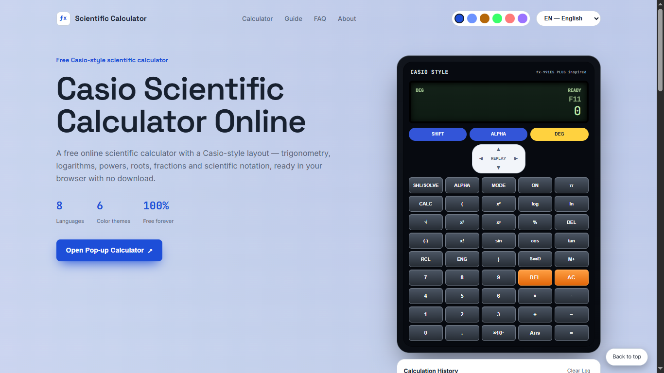 Casio Scientific Calculator Online & Free