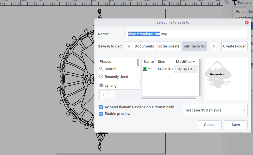 inkscape export svg