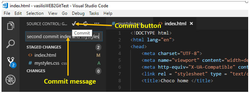 Commit in Code editor